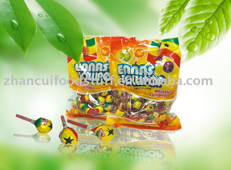 8g Fruit Lollipop candy with  whistle 