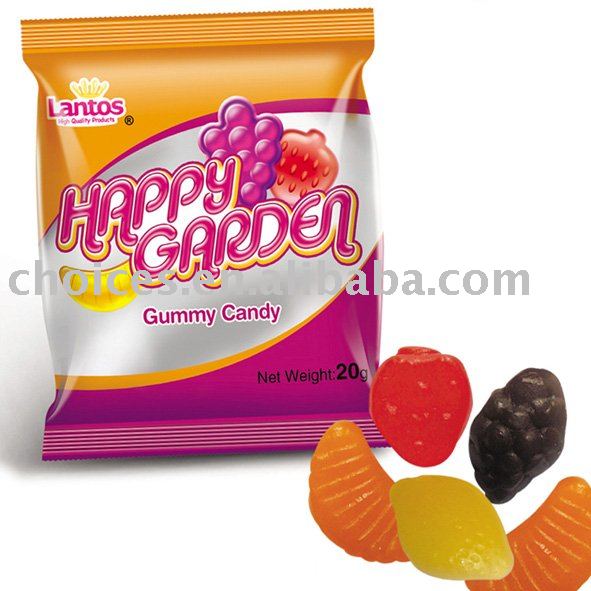 20g "Lantos" brand happy garden gummy candy/soft candy/fruit flavor sweet