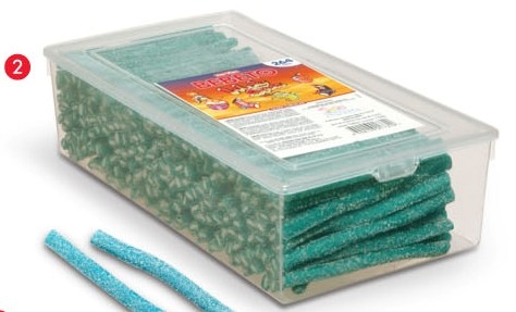 BEBETO Wacky Sticks - Sour Ropes Blueraspberry Flavored Candy  In Plastic Drum