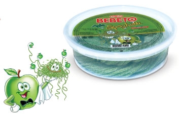 BEBETO 300g Spaghetti Apple Flavored Candy In Plastic Drum