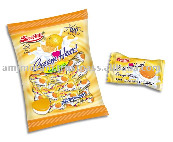 Cream Heart Orange candy (Bag / Box)