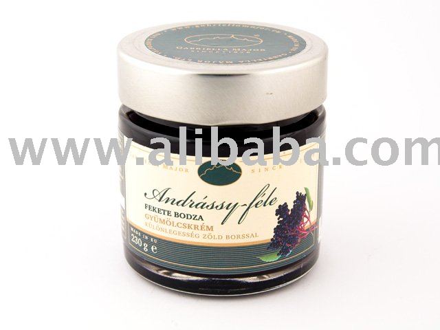 elderberry cream with green pepper in 230 g bottle
