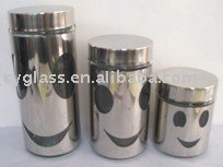 Glass jar with stainless sheet and metal lid