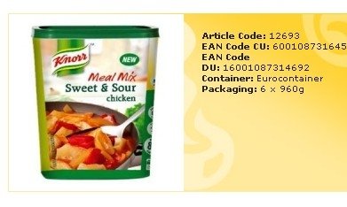 KNORR Sweet   Sour Chicken  Additives