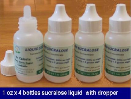 PURE LIQUID SUCRALOSE 1 oz (28.4 g) x 4  bottles  kit