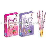 chocolate coated stick biscuits(strawberry and blueberry flavor)