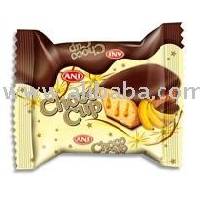 Choco Cup Cake With Banana Flavored Cream and Chocolate Coating