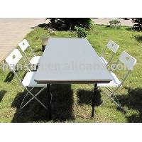 ABS plastic folding tables and chairs bistro set 6 foot rectangular grey table