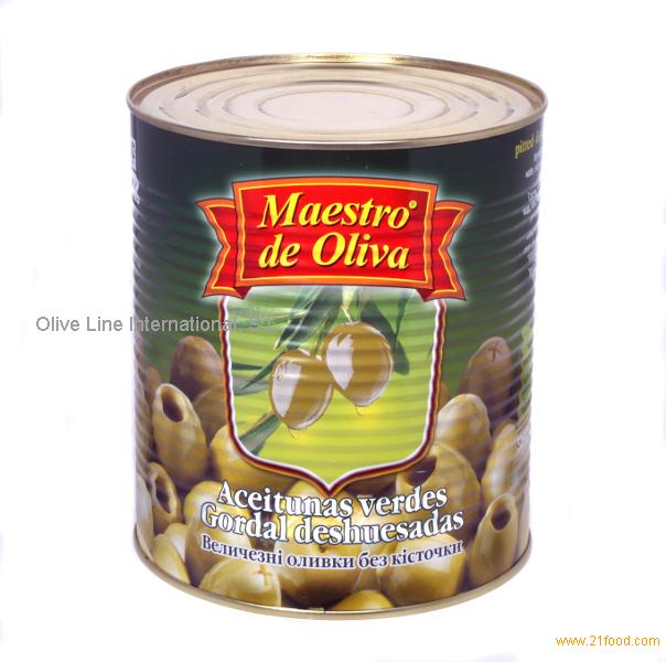 Pitted green queen olives. Brand: Maestro de Oliva. 3000 gr. Can.,Spain ...
