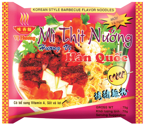 Korean Style Barbecue Flavour Instant noodles 70gr,Vietnam VI HUONG