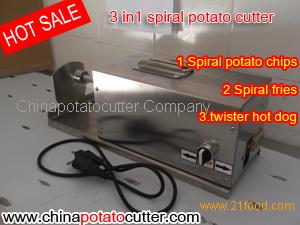Commercial (3in1) Electric 220v 110v Curly Fries Twister Hot Dog