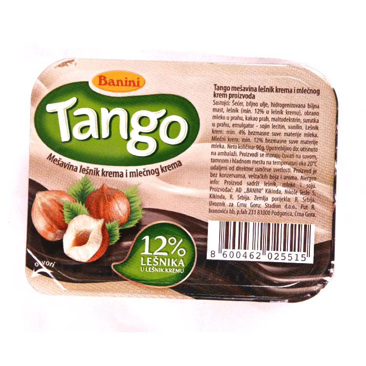 Tango- mixture of milk and hazelnut cream