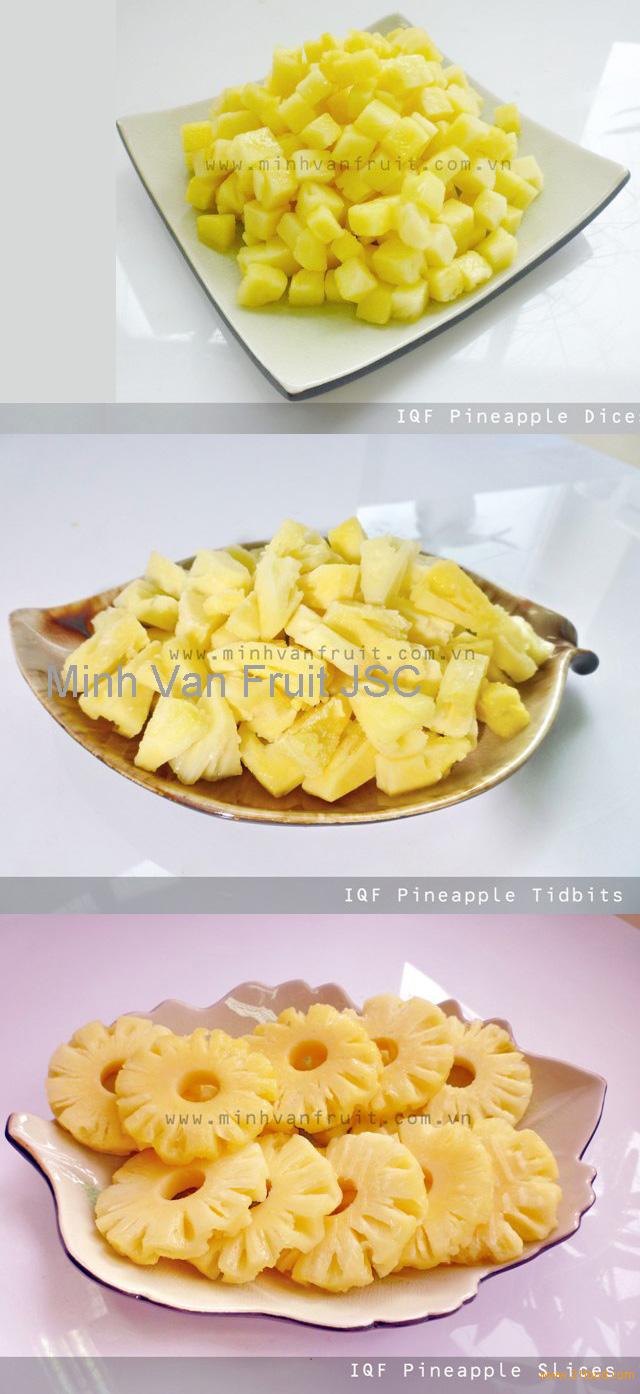 IQF Pineapple Dices Tidbits Slices Vietnam Price Supplier 21food