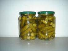 Baby  cucumber  pickled, peeled tomato, tomato in juice