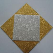 gold and silver aluminum foil cake  square 