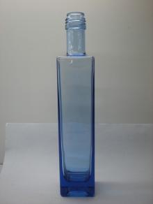 cystal blue glass wine bottle