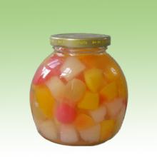 Fruit cocktail in glass jar