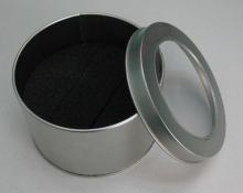 Round tin box with  PVC  window