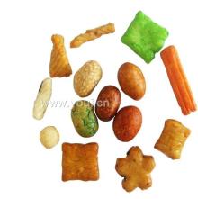 rice  crackers  and  coated   peanuts 
