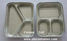 Aluminum Foil Three Compartment Rectangle Containers With Lids For Kitchen Use