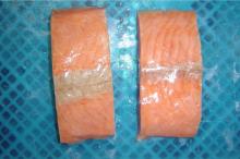 Frozen pink salmon portion