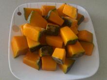 Frozen steamed pumpkin dice cut