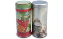Round tin tea boxes
