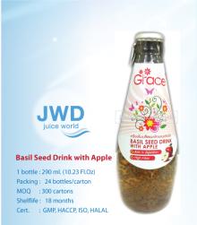 Basil seed drink with APPLE (glass bottle 290ml.)