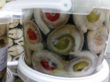 Marinated Herring Fillet with Salmon,Girkens and Bellpeppers in Wine Sauce
