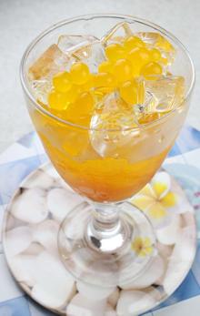 mango popping boba, mango popping juice ball, juice boba