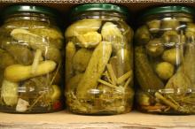 Gherkins in glass jar
