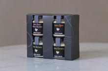 Gift  pack  containing 4 sauces in glass jar