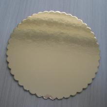 scalloped edge paperboard cake tray with Gold PET Film