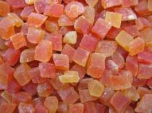 DRIED RED PAPAYA DICE, FRUIT DICE
