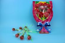 8g Rose Shape Long Stick Hard Candy Lollipop
