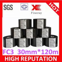 Fineray brand FC3 30mm*120m black Hot date coding ribbon / Hot date coding foil for food plastic bag