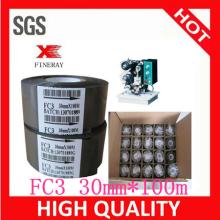 FC3 30mm*100m black hot stamping ribbon/ hot stamping foil rolls for date/batch number coding