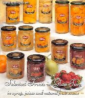 slected fruits in glass jars