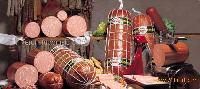 The cooked hams range