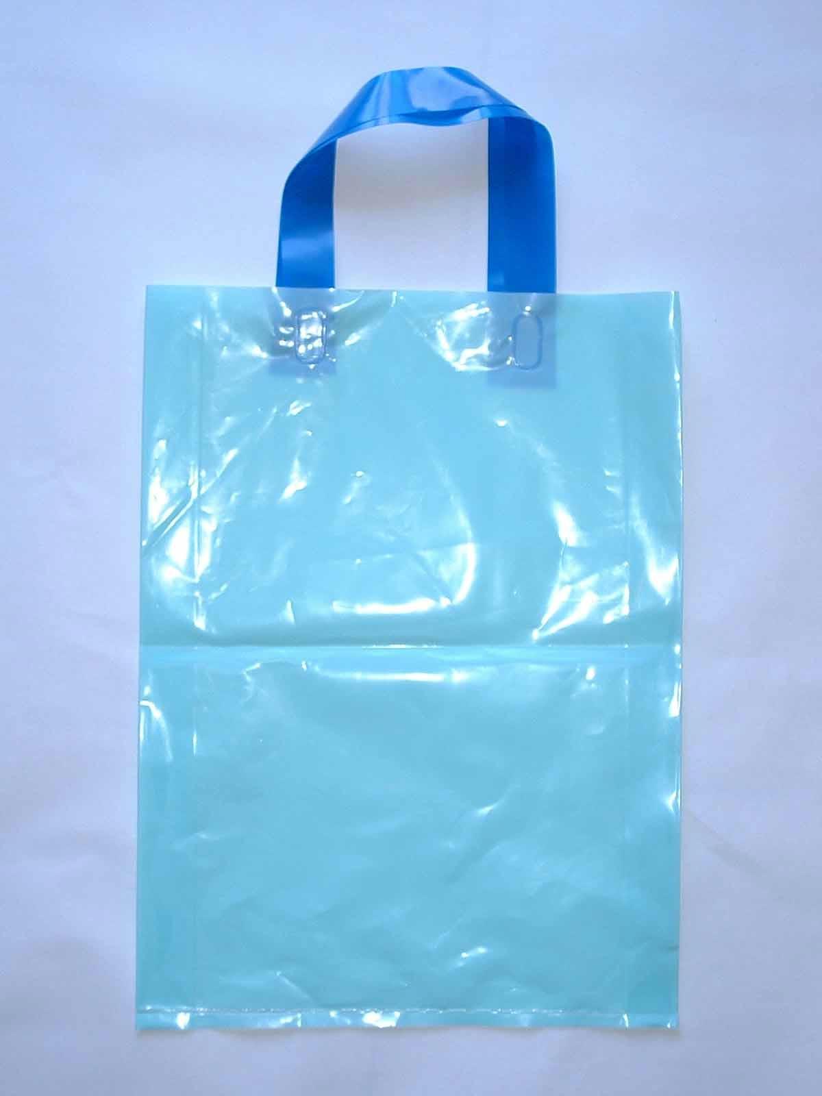 Medium Pink Frosted Plastic Shopping Bags - 8